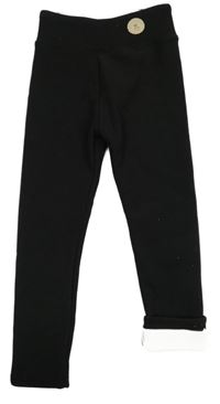 Černé thermo teplákové zateplené legíny s nášivkou