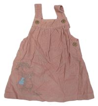 Starorůžové manšestrové šaty s králíčky - Peter Rabbit Tu