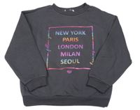 Tmavošedá mikina s nápisy PRIMARK