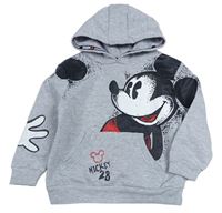 Šedá melírovaná mikina s Mickeym a kapucí zn. Primark