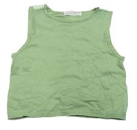 Zelený pletený crop top se síťovinou s třpytkami Zara