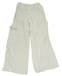 Bílé lehké cargo wide leg rifle s páskem Zara