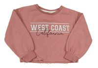 Starorůžová crop mikina s nápisem Matalan
