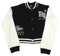 Černo-bílá baseballová crop mikina s písmeny z flitrů River Island