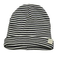 Černo-bílá pruhovaná žebrovaná čepice Next