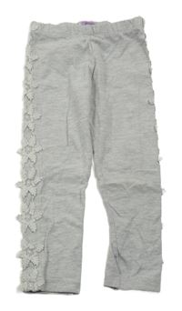 Šedé melírované legíny s krajkou F&F