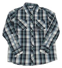 Tmavomodro-bílo-zelená kostkovaná košile Yigga