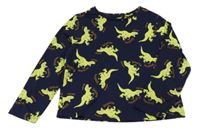 Tmavomodré triko s dinosaury