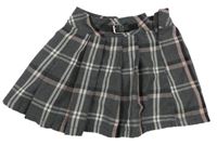 Tmavošedo-růžovo-bílá kostkovaná skládaná sukně C&A