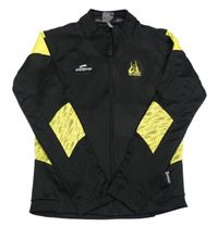 Černo-žlutá sportovní propínací mikina s nášivkami