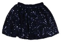 Tmavomodrá sametovo/flitrová sukně Dunnes