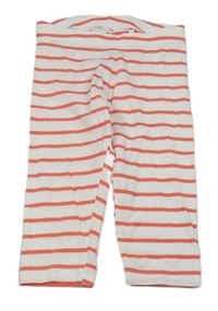 Bílo-korálové pruhované capri legíny Lupilu