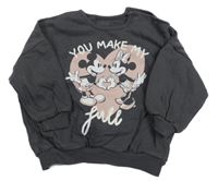 Antracitová oversize mikina s Minnie a Mickeym George