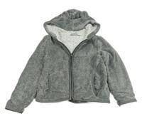 Šedá melírovaná chlupatá podšitá propínací mikina s kapucí Impidimpi