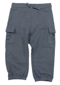 Modrošedé cargo tepláky s Mickeym Disney