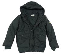 Černá šusťáková zateplená bunda s kapucí