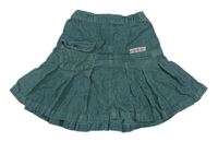 Zelená manšestrová sukně s výšivkami květin Vertbaudet