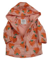 Růžová nepromokavá jarní bunda s jahodami a kapucí F&F