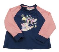 Tmavomodro-růžové pyžamové triko s Peppou