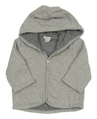 Šedá melírovaná podšitá propínací mikina s kapucí Topomini