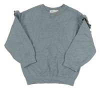 Modrošedý svetr s volánky Zara