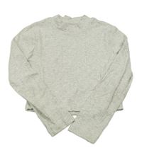 Světlešedé melírované žebrované crop triko George