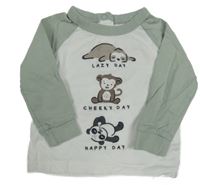 Bílo-světlezelené triko se zvířaty C&A