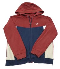 Vínovo-tmavomodro-béžová propínací mikina s kapucí George