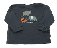 Antracitové triko se zvířaty Topomini