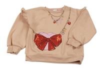 Růžová mikina s kabelkou a flitry River Island