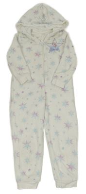 Bílá chlupatá kombinéza s vločkami a kapucí - Frozen C&A