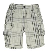 Bílo-černé kostkované plátěné capri cargo kalhoty C&A