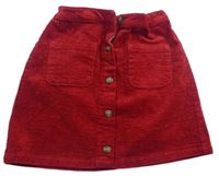 Červená manšestrová propínací sukně s kapsami Next