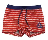 Červeno-modré pruhované nohavičkové plavky s plachetnicí Mothercare