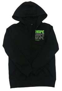 Černá propínací mikina s nápisem a kapucí Y.F.K.