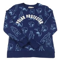 Tmavomodrá mikina s medvědy a nápisem H&M