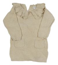 Smetanové svetrové šaty s kapsami a límečkem Primark