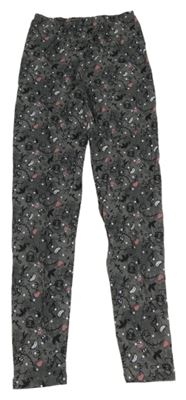 Tmavošedé vzorované legíny s houbičkami 