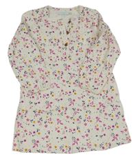 Bílé květované manšestrové šaty 