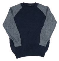 Tmavomodrý lehký svetr s melírovanými rukávy George