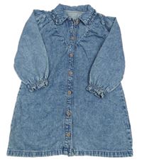 Modré melírované propínací riflové šaty s límečkem Matalan