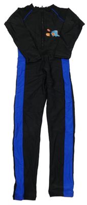 Černo-modrý UV overal s dinosaury 