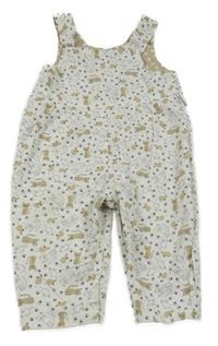 Bílé plátěné laclové oboustranné kalhoty s kočkami 