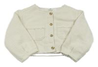 Smetanový úpletový podšitý crop kabátek s kapsami H&M