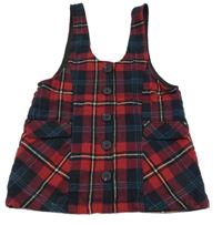 Červeno-tmavomodré kostkované propínací šaty s kapsami Next