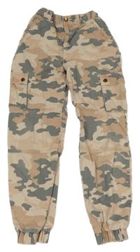 Starorůžovo-šedé army plátěné cuff kalhoty s kapsami F&F