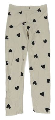 Smetanové legíny s černými srdíčky H&M