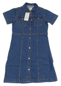 Nové - modré propínací riflové šaty s límečkem Primark