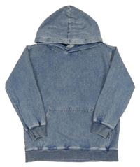 Modrá melírovaná mikina s riflového vzhledu s kapucí H&M