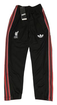 Nové - černé fotbalové funkční tepláky s červeným pruhem - L.F.C. Adidas